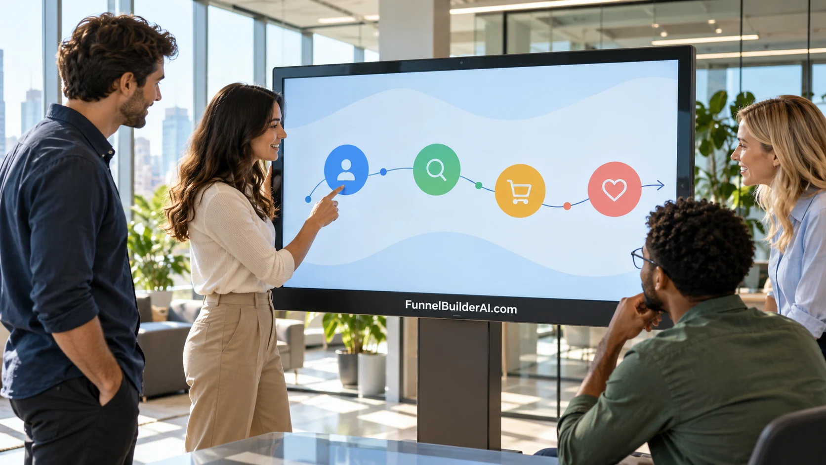Marketers reviewing a shared product workflow